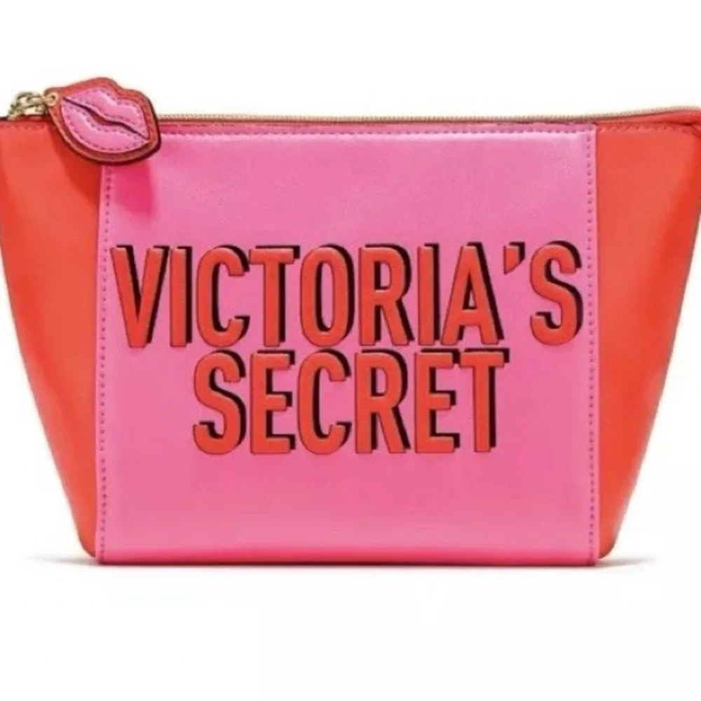 Victoria's Secret Pink and Orange Cosmetic Bag - Makeup Bag 6063-PK/OR‎